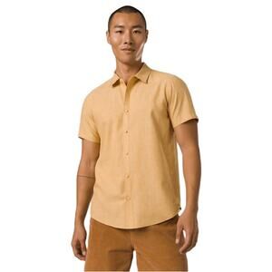 Prana Lindores Shirt Morro Orange Hemp Casual Button Up Collar NWT Men’s Size S